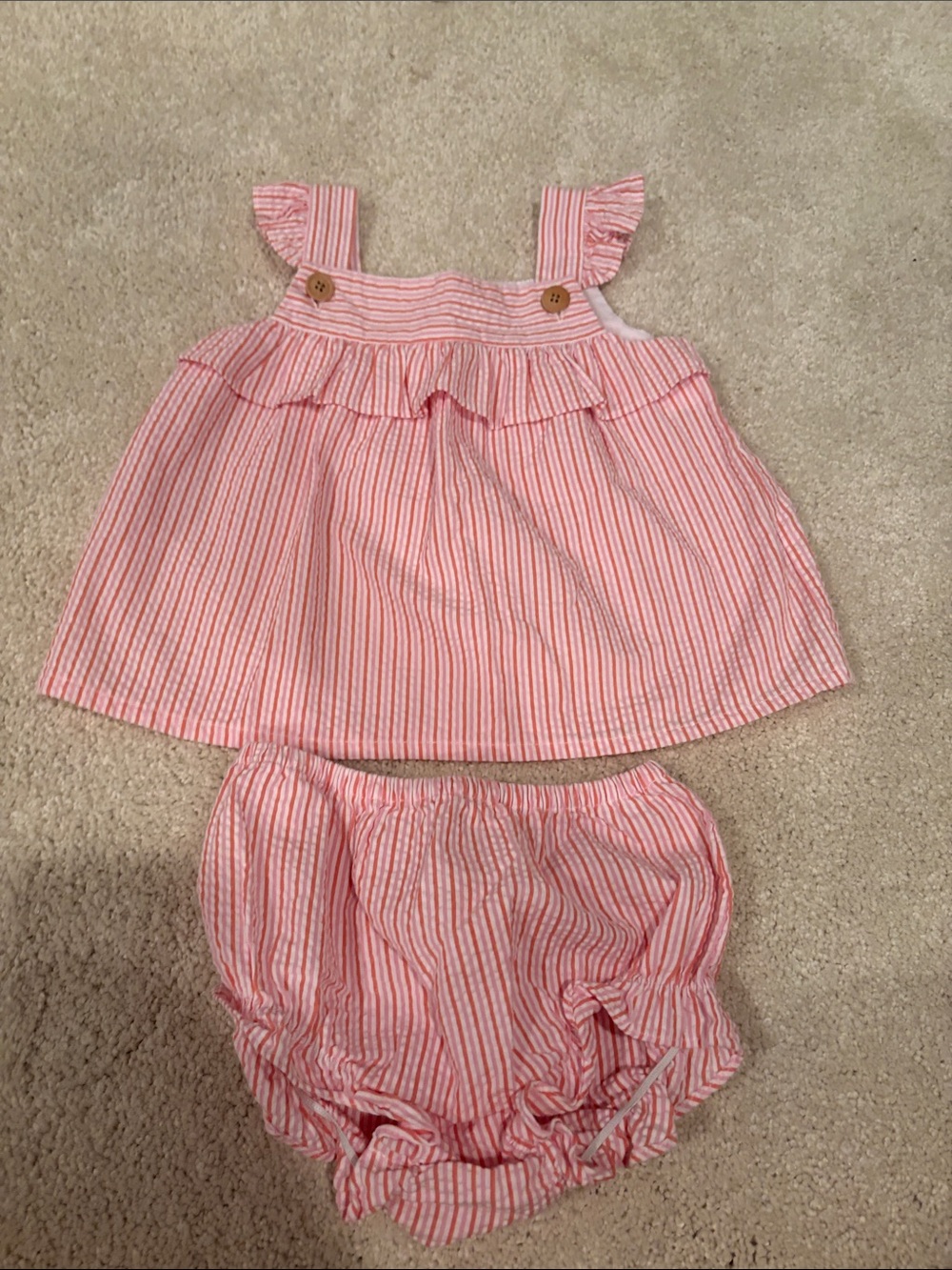 Starting Out Pink & White Striped Dress with Matching Bloomers
